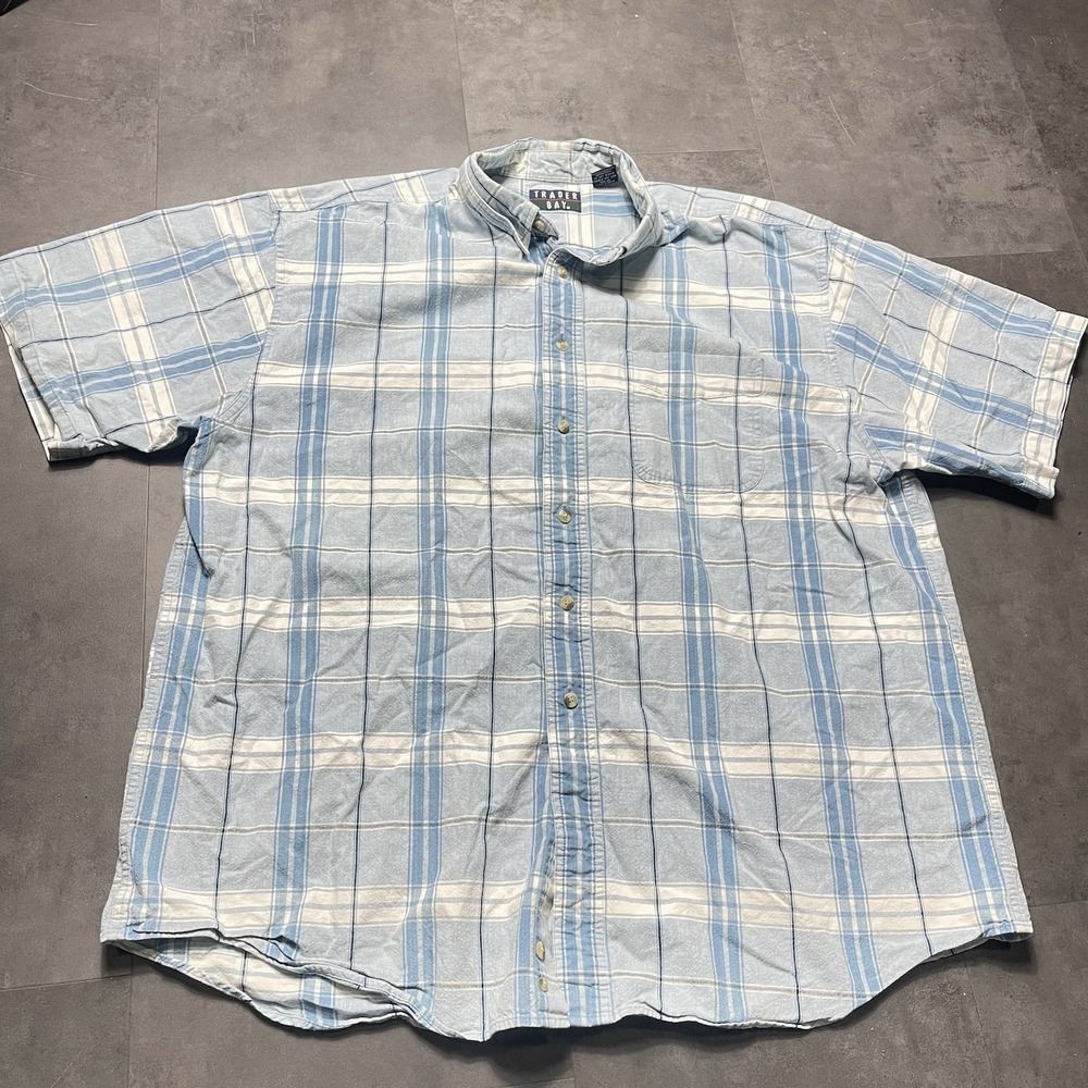 Trader Bay Men's Short Sleeve‎ Button Down Plaid Shirt Size XL F-145